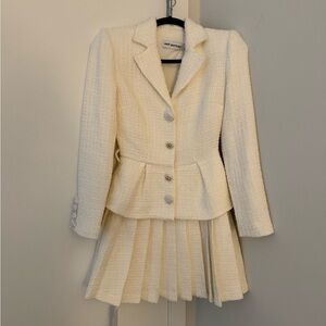 Self-Portrait Cream Textured Skirt